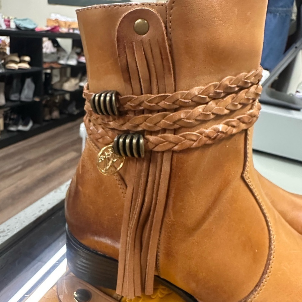 For Her by Sandro Moscoloni boots brown vintage leather look size 5.5 in womens - Picture 4 of 9